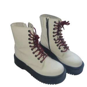 Jeffrey Campbell Wite and Black Combat Boots Sz7 Good Condition